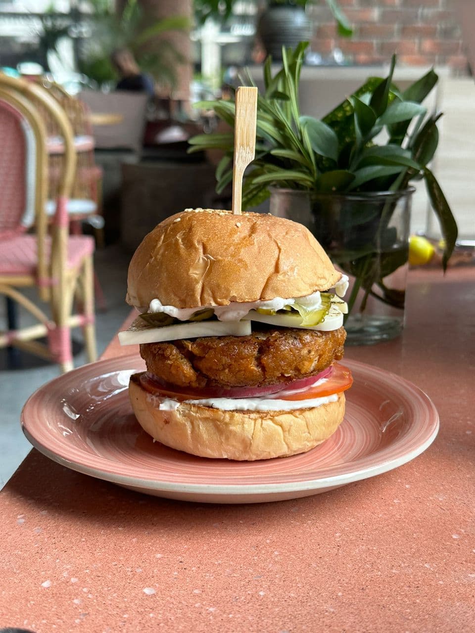 Bartolo's lion's mane burger, built with Shroomy mushrooms